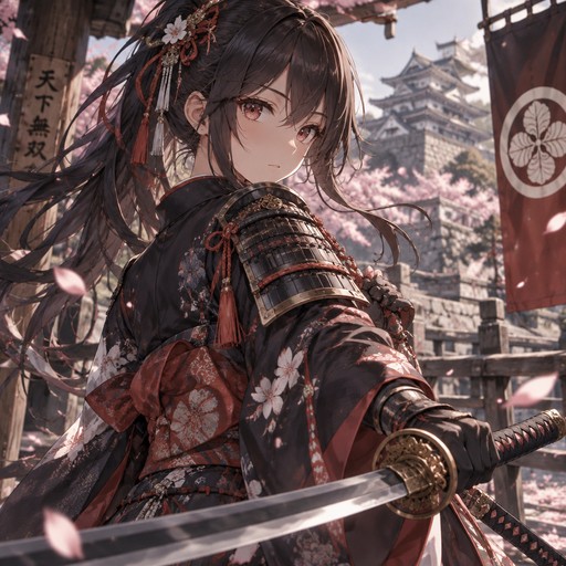 Anime, samurai, girl, warrior, cute, detailed